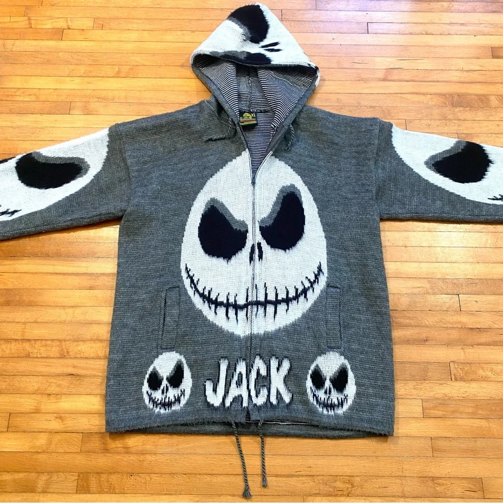 Nightmare Before Christmas Hoodie Jack Skellington Hooded Sweatshirt Sweater XL - Picture 2 of 8